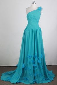 Perfect Empire One Shoulder Prom Dress with Brush Train on Wholesale Price