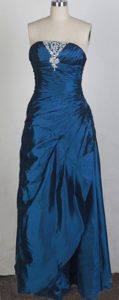 Simple Strapless Prom Dresses for Flat Chested Girls in Navy Blue