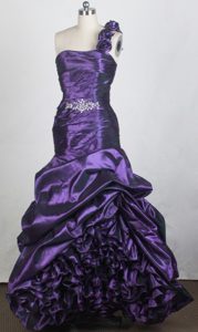 Gorgeous Princess One Shoulder Senior Prom Dresses in Eggplant Purple