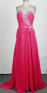 Popular Hot Pink Empire Sweetheart Prom Dress for Summer with Beading