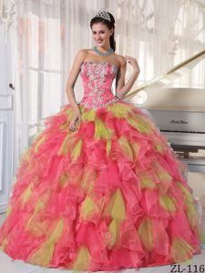 Dreamy Ball Gown Strapless Organza Appliques Quinceanera Gown to Long