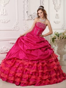 Red Ball Gown Beaded Strapless Quinceanera Dresses with Lace Up