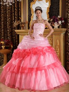 Romantic One Shoulder Beaded Dress for Quince in Organza with Appliques