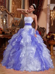 Multi-color Sweetheart Organza Quinceanera Dress with Beading and Ruffles
