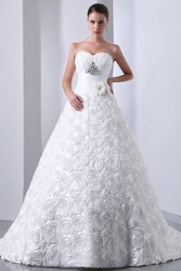 Magnificent Sweetheart Rolling Flowers Wedding Dresses with Lace-up Back
