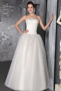 Charming Princess Strapless Long Organza Wedding Reception Dress
