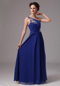 Royal Blue One Shoulder Discount Zipper-up Long Military Dresses for Prom