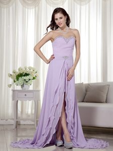 Elegant Sweetheart High Low Chiffon Military Dresses for Prom in Lavender