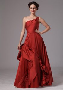 Charming One Shoulder Zipper-up Wine Red Military Dress for Prom