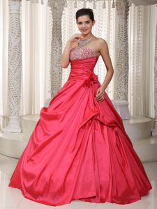 Coral Red Strapless A-line Beautiful Military Dresses for Party with Beading