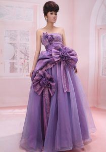 Romantic Strapless Princess Flowers Beaded Lilac Military Dresses for Prom