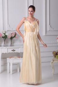 Charming Ankle-length Champagne Military Dresses for Prom with Beading