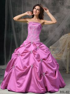 Modest Strapless Beaded Quinceanera Dress with Pick-ups on Promotion