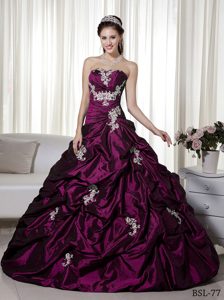 A-line Strapless Quinceanera Gown Dress with Appliques on Promotion