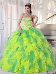 Luxurious Strapless Organza Quinceanera Dresses with Appliques and Ruffles
