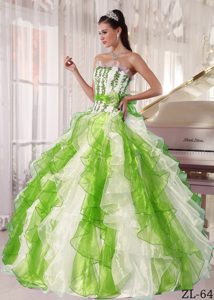 New Colorful Strapless Organza Beaded Quinceanera Dress on Wholesale Price