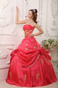 New Strapless Beaded and Appliqued Quinceanera Dress with Flowers