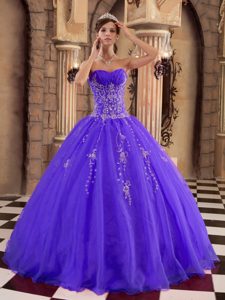 Sweet Purple Lace-up Organza Quinceaneras Dress with Beading under 250