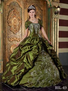 Fabulous Olive Green Lace-up Quinceanera Dresses with Embroidery