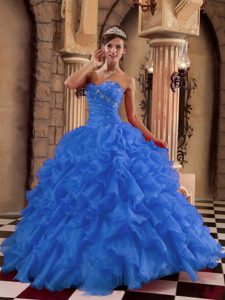 Dressy Sweetheart Long Organza Dress for Quinceaneras with Ruffles