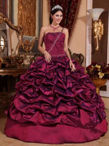 Gorgeous One Shoulder Lace-up Long Sweet 16 Dresses in Burgundy