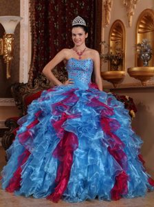 Exquisite Sweetheart Long Organza Quinceanera Gown Dress for Fall