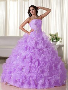 Lavender Organza 2013 Luxurious Dress for Quinceaneras with Lace-up Back