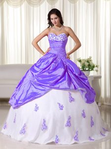Charming Purple and White Sweetheart Long Dress for Quinceanera