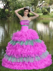 Luxurious Strapless Beaded Lace-up Dresses for Quinceanera in Multi-color