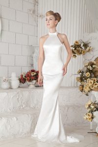 Cheap High-neck Prom Bridal Dress with Sweep Train on Sale