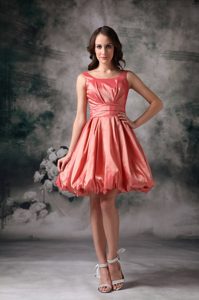 2013 Discount A-line Lace-up Scoop Bridesmaid Dresses in Watermelon Red