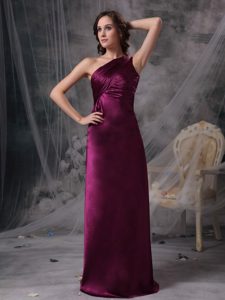 One Shoulder Long Bridemaid Dress with Ruching in Purple for 2013