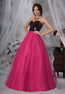 Princess Sweetheart Long Elegant Prom Party Dress in Red and Black