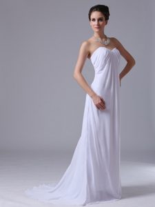Dressy Sweetheart Zipper-up Chiffon Prom Celebrity Dress in White under 150