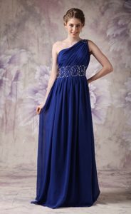 Navy Blue Ruched and Beaded Classical Prom Dresses for Girls under 150