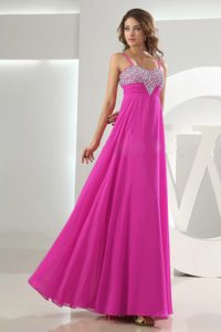 Sweet Spaghetti Fuchsia Zipper-up Long Prom Pageant Dresses with Beading
