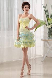 Lovely Organza Multi-color Zipper-up Dress for Prom Queen in Mini-length