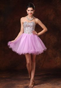 Discount Pink A-line Backless Tulle Prom Dresses for Women with Beading