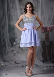 Customize Lilac Empire Short Prom Homecoming Dresses with Beading