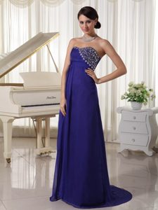 New Arrival Purple Empire Sweetheart Chiffon Party Dress for Prom with Beading