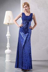Beautiful Blue Ankle-length Prom Celebrity Dresses in Sequin Best for Girls