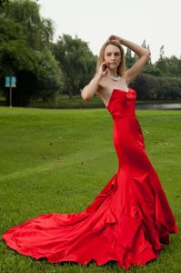 Red Mermaid Sweetheart Court Train Prom Wedding Dresses in Best Seller