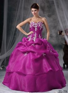Essential Sweetheart Long Organza Quinceaneras Dresses with Appliques