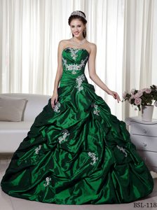Trendy A-line Strapless Long Quinceanera Dresses with Appliques
