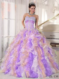 Latest Multi-color Sweetheart Dresses for Quinceaneras in Organza with Appliques