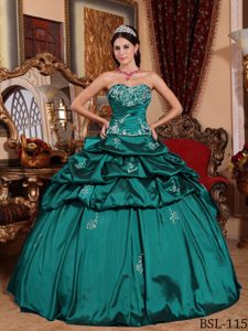 Trendy Turquoise Sweetheart Lace-up Quinces Dresses in with Appliques