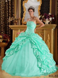 Romantic Apple Green Ball Gown Beading Quinceanera Dress in and Tulle