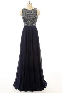 Chiffon Sleeveless Floor Length Prom Evening Gown and Beading