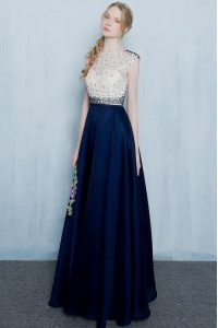 Most Popular Scoop Chiffon Cap Sleeves Floor Length Prom Evening Gown and Beading and Ruching
