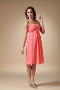 Watermelon Empire Strapless Knee-length Maid of Honor Dresses